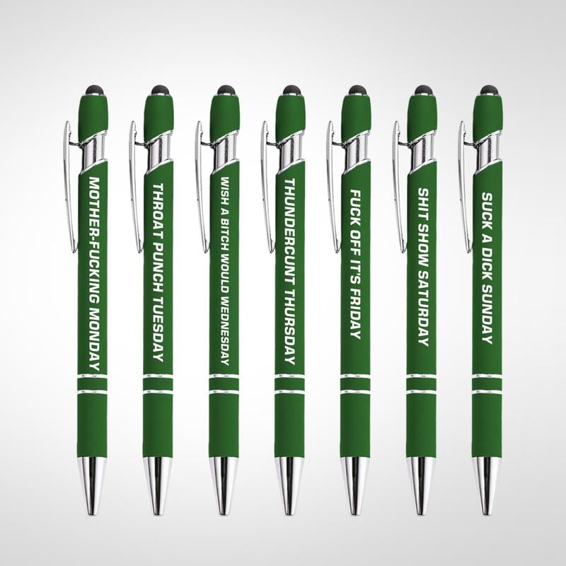 💝Funny Stress-Relief Daily Quotes Metal Ballpoint Pen Set (7 Pcs) | 🎁Office Christmas Gift Exchange