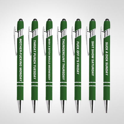 💝Funny Stress-Relief Daily Quotes Metal Ballpoint Pen Set (7 Pcs) | 🎁Office Christmas Gift Exchange