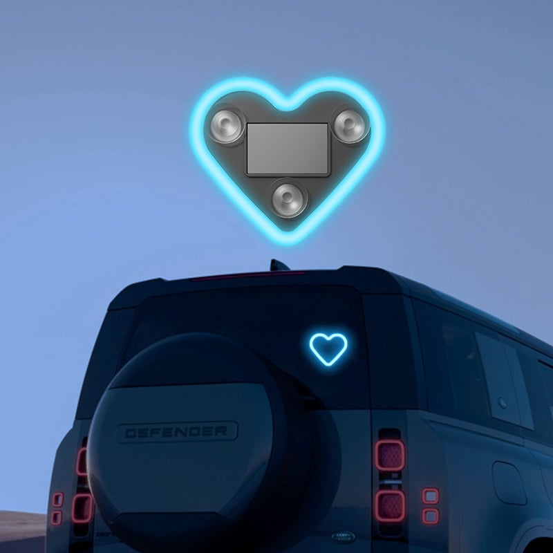 Solar Powered Wireless LED Heart Shape C-Pillar Neon Light