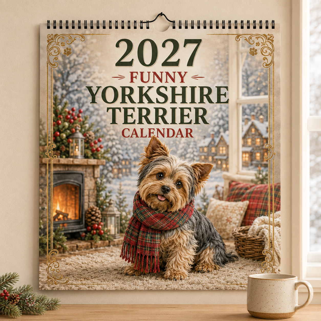 🐶2027 Funny Yorkshire Terrier Wall Calendar | A4 Hanging Calendar-2