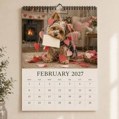 🐶2027 Funny Yorkshire Terrier Wall Calendar | A4 Hanging Calendar-2
