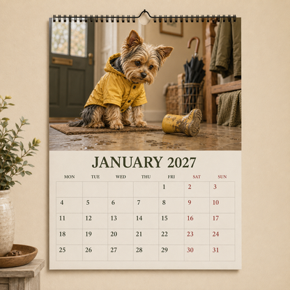 🐶2027 Funny Yorkshire Terrier Wall Calendar | A4 Hanging Calendar-2