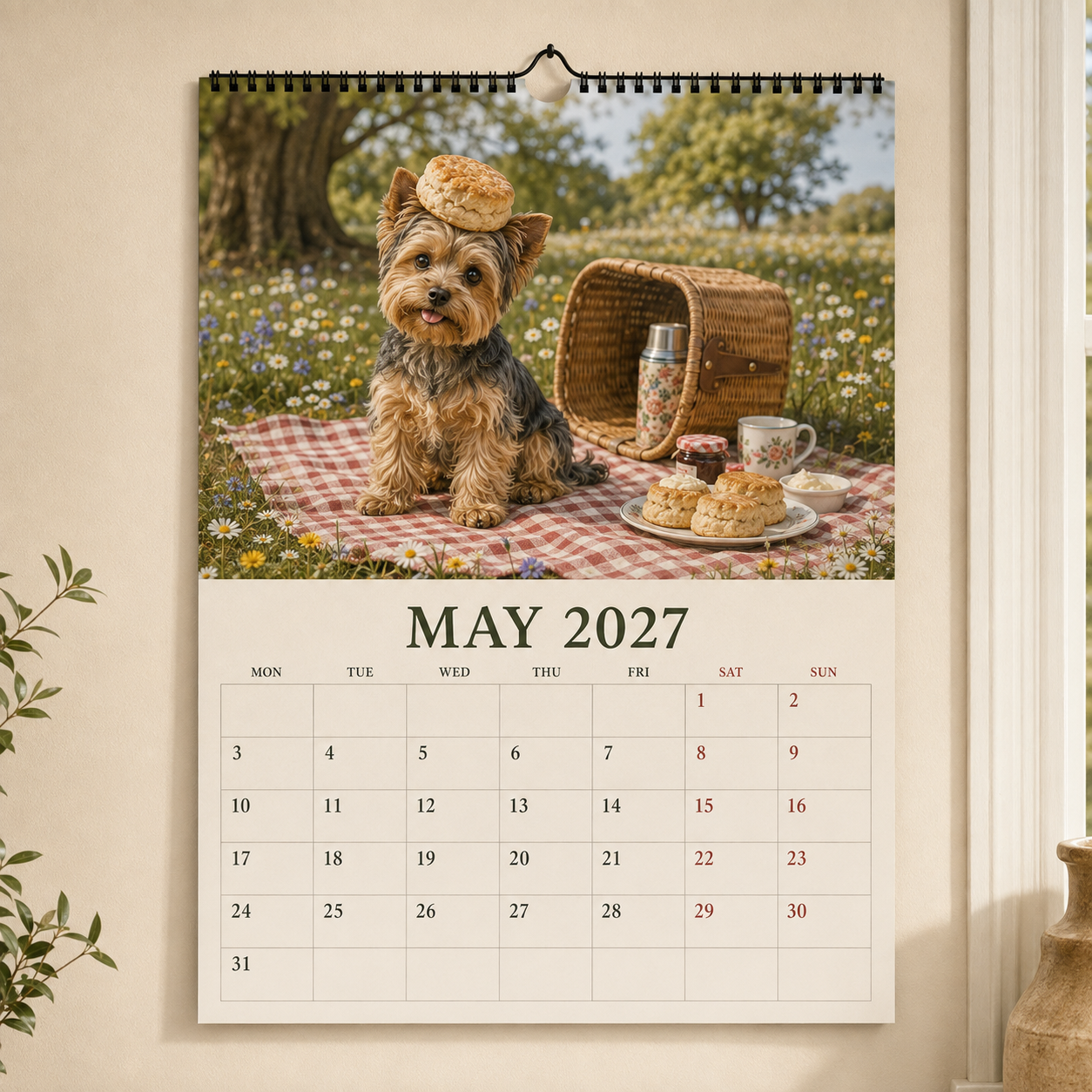 🐶2027 Funny Yorkshire Terrier Wall Calendar | A4 Hanging Calendar-2