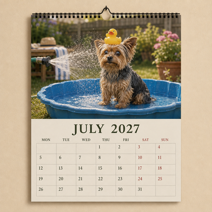 🐶2027 Funny Yorkshire Terrier Wall Calendar | A4 Hanging Calendar-2