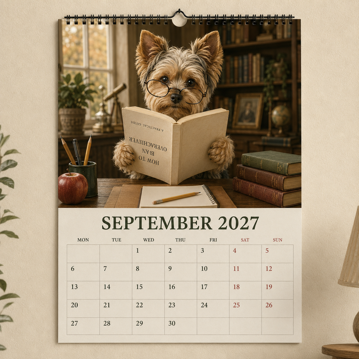 🐶2027 Funny Yorkshire Terrier Wall Calendar | A4 Hanging Calendar-2
