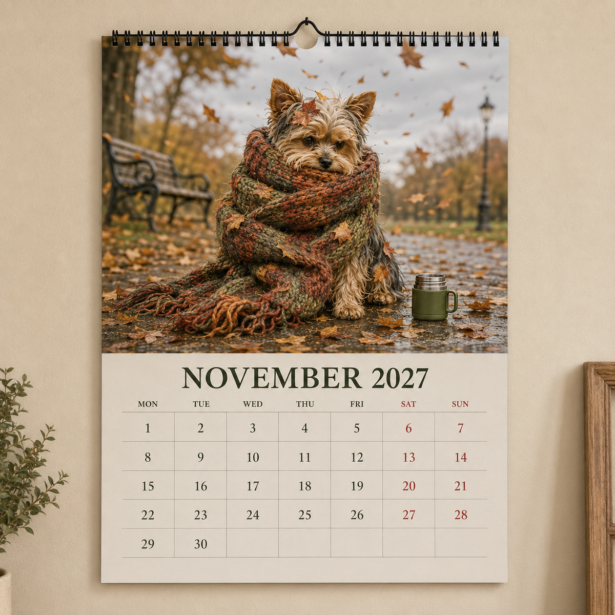 🐶2027 Funny Yorkshire Terrier Wall Calendar | A4 Hanging Calendar-2