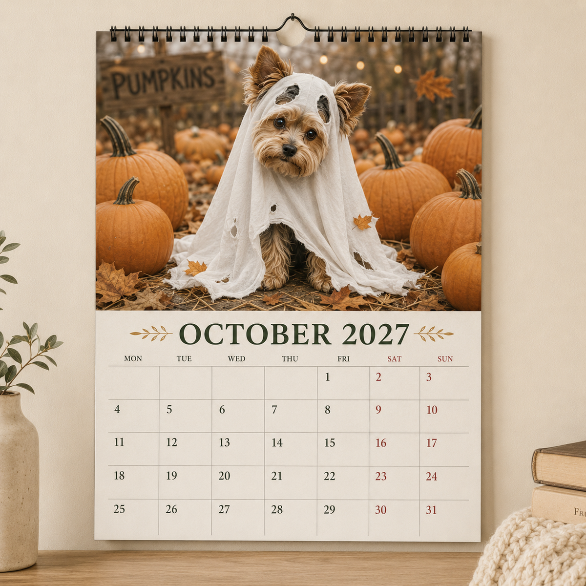🐶2027 Funny Yorkshire Terrier Wall Calendar | A4 Hanging Calendar-2