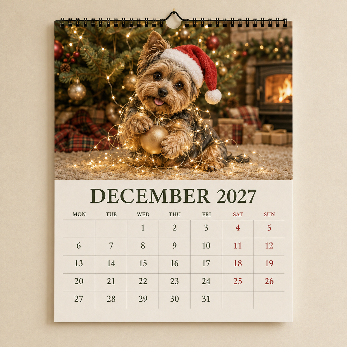 🐶2027 Funny Yorkshire Terrier Wall Calendar | A4 Hanging Calendar-2