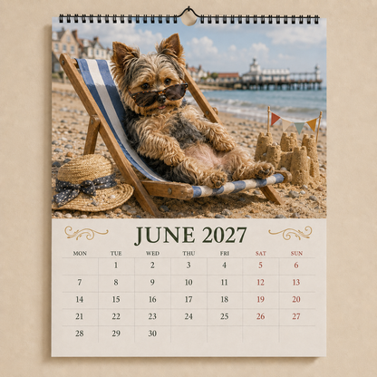 🐶2027 Funny Yorkshire Terrier Wall Calendar | A4 Hanging Calendar-2