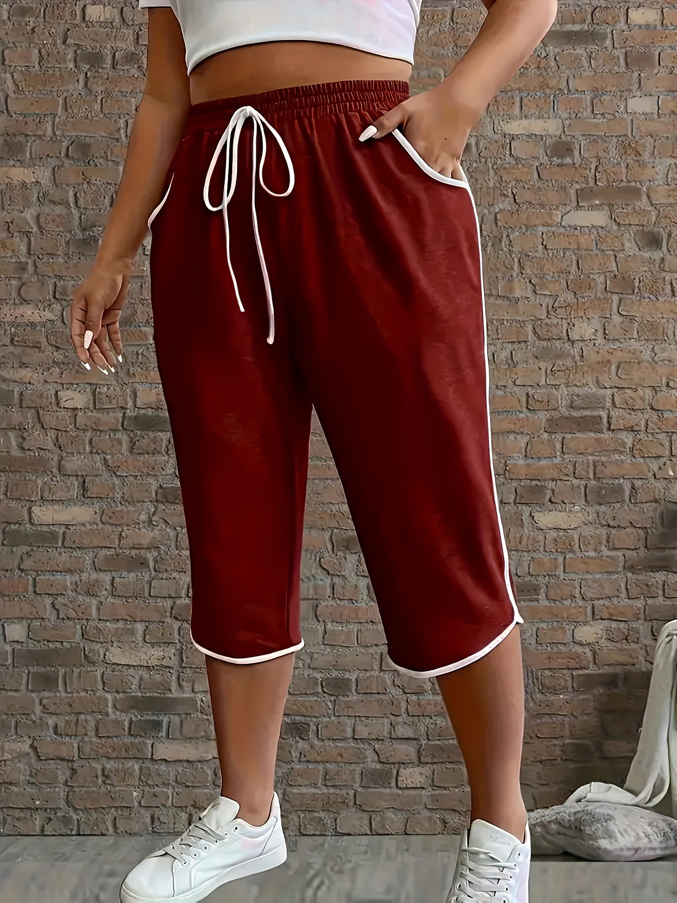 Women's Drawstring Capri Pants with Pockets