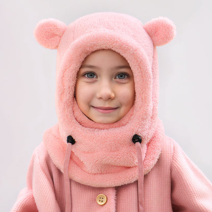 Winter Balaclava & Neck Warmer Hat - Windproof Thermal Kids Full Face Mask with Detachable Hood