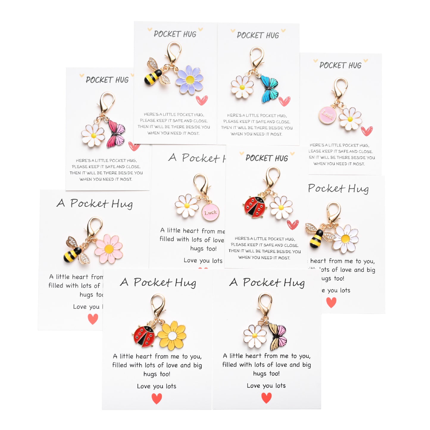 ✨Crafted by Hand-10 Sets Hug Favors(🦋Butterfly, Ladybird, Flower, Bee)