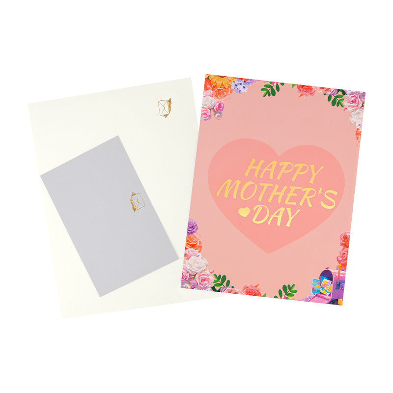 2026 Mother’s Day 3D Pop-Up Greeting Card – Elegant Foil Stamped Love Card for Mom