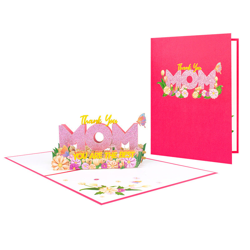 2026 Mother’s Day 3D Pop-Up Greeting Card – Elegant Foil Stamped Love Card for Mom