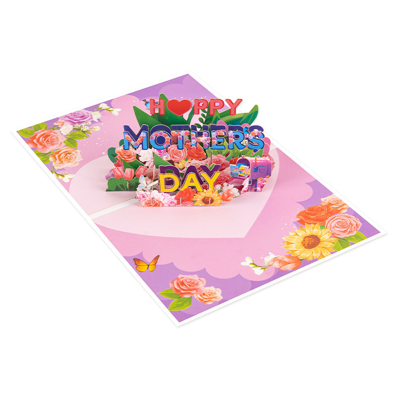 2026 Mother’s Day 3D Pop-Up Greeting Card – Elegant Foil Stamped Love Card for Mom