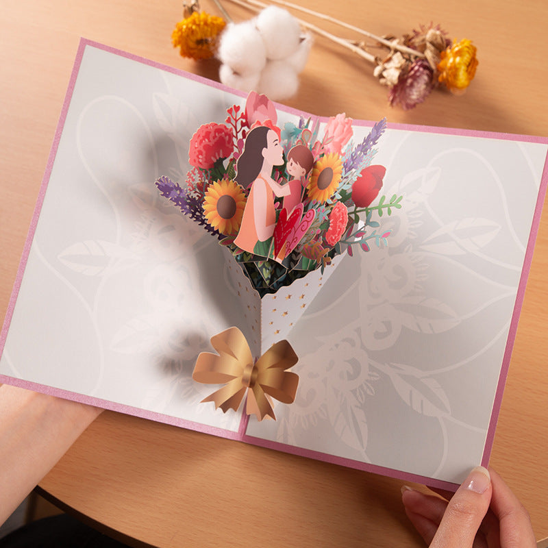 2026 Mother’s Day 3D Pop-Up Greeting Card – Elegant Foil Stamped Love Card for Mom