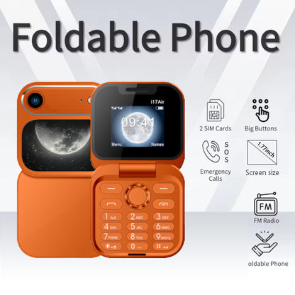 New I17 Air Mobile Phone Orange Hot Sale Foreign Language Foldableing Flip Button Backup Mobile Phone Multi-Language