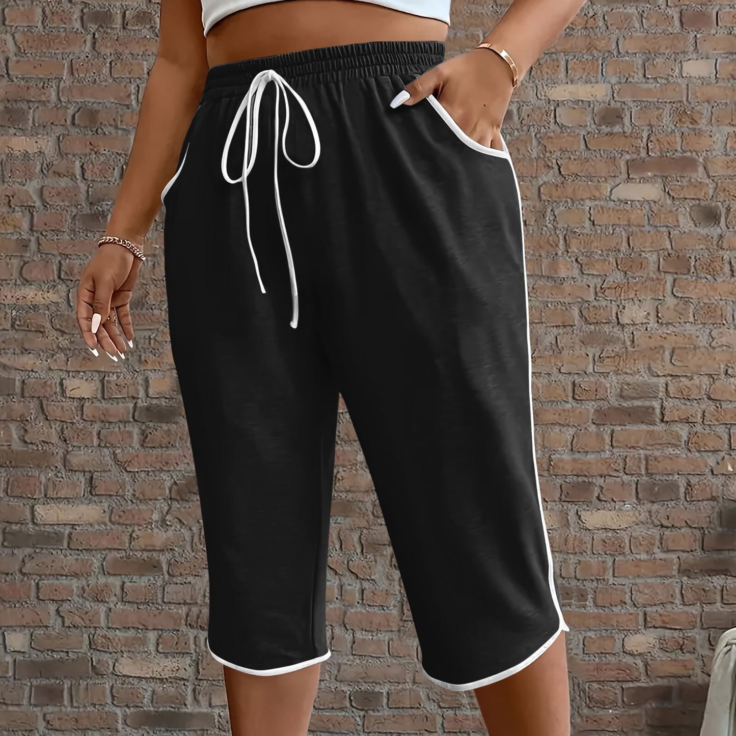 Women's Drawstring Capri Pants with Pockets