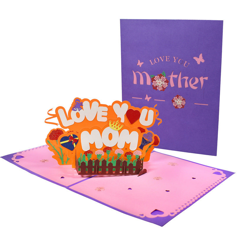 2026 Mother’s Day 3D Pop-Up Greeting Card – Elegant Foil Stamped Love Card for Mom