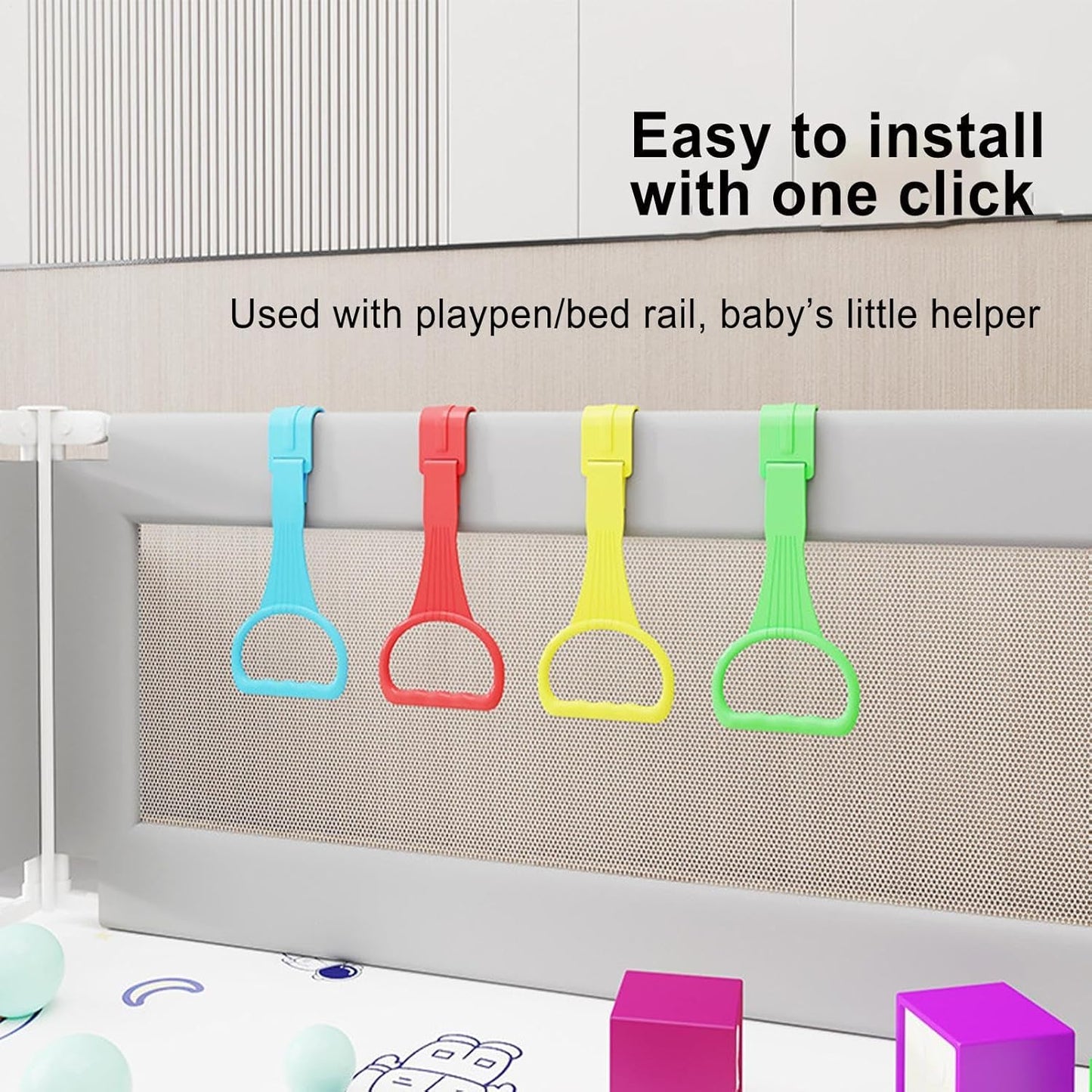 👶🏻4 Pcs Pull Up Ring for Baby Playpen Handle Grip for Toddlers - 4 Colors