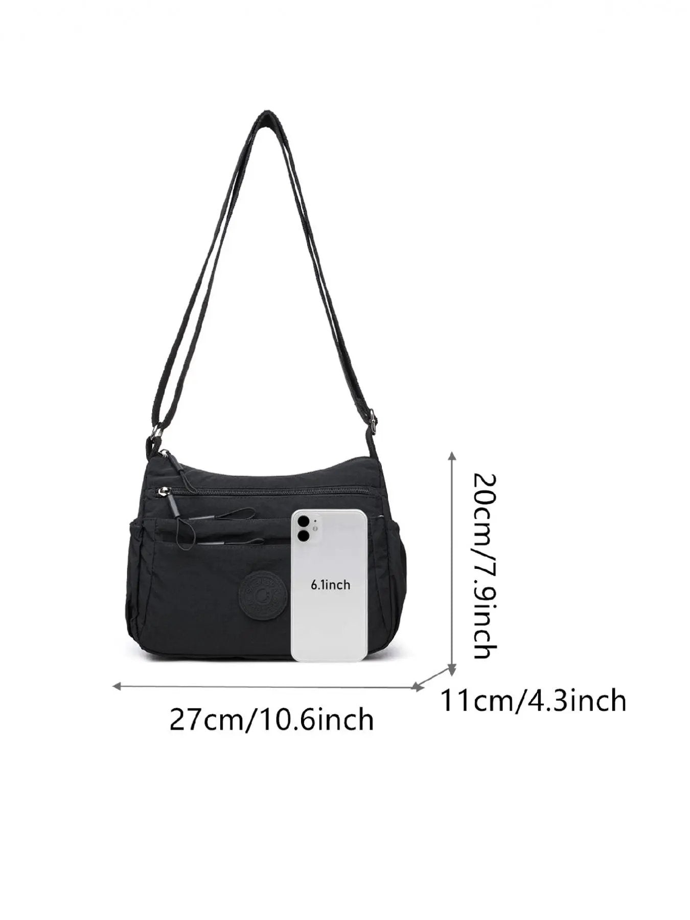 👜 💃 Women's Solid Color Fashionable Multi-pocket Zipper Crossbody Bag for Daily Use