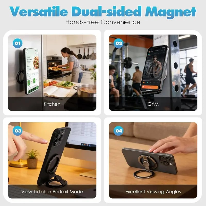 MAGNETIC RING - 2-in-1 Phone Stand & Fidget Spinner Combo, Dual Magnetic Ring Stand, Foldable, 360° Rotation