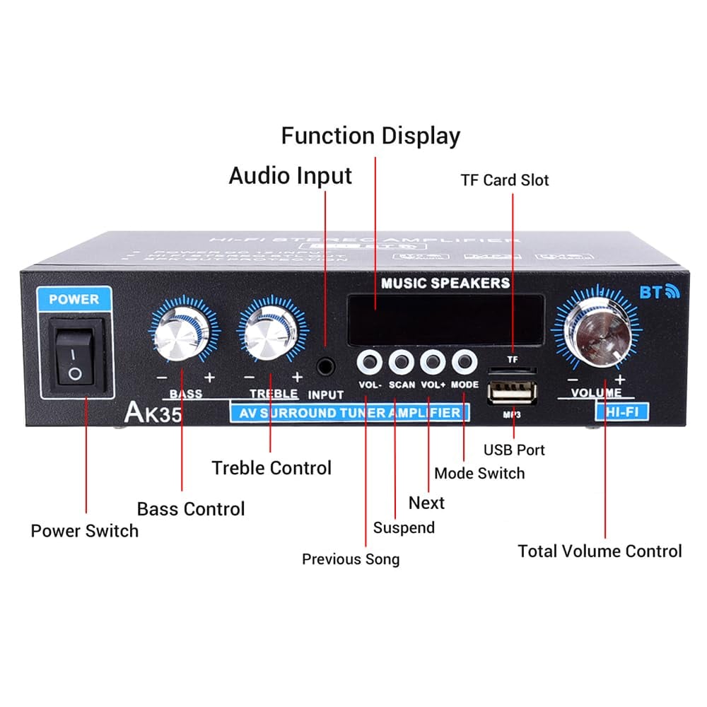 AK35 Stereo Amplifier Home Audio Bluetooth 5.0 Max