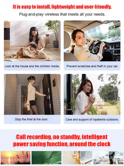 [Hidden Camera 1080P HD night vision]No WIFI or electricity required💯Tiny and installs in 1 second ⚠️Remote real-time viewing