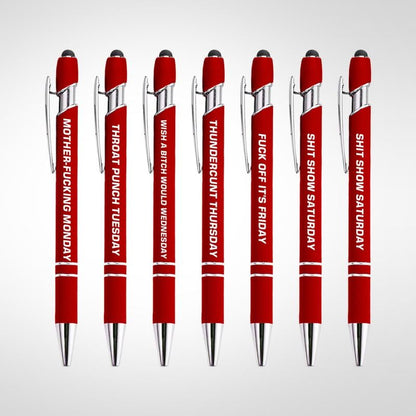 💝Funny Stress-Relief Daily Quotes Metal Ballpoint Pen Set (7 Pcs) | 🎁Office Christmas Gift Exchange