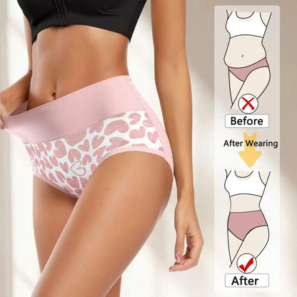 🔥❤️Women's Cotton Panties - 6 Pack Cute Love Print Briefs with Stretchy Waistband & Double Layer Crotch Soft Breathable Underwear for Everyday Wear🩲