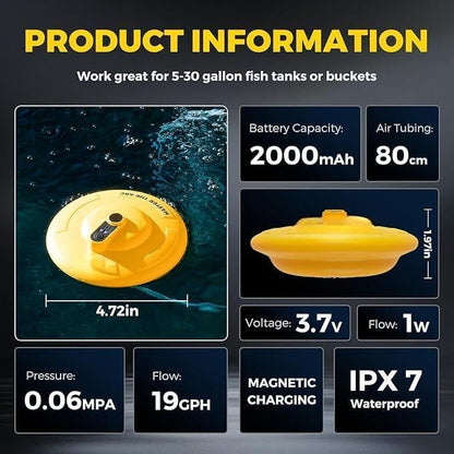 IPX7 Floating & Rechargeable Bait Bucket Aerator