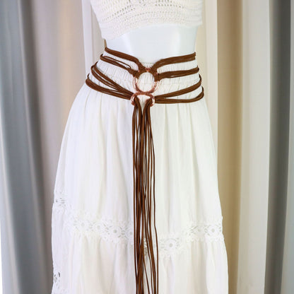 🔥Medieval Viking Braided Leather Belt Set, with Ring Buckle & Tassel Decorations