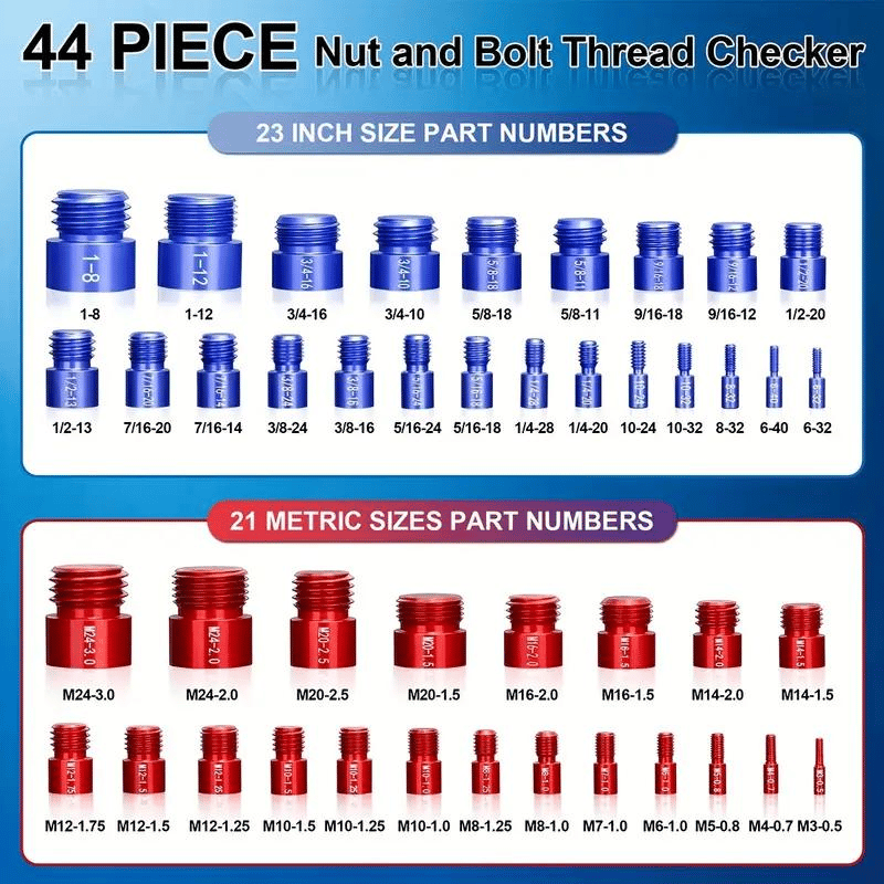 🔥44Pcs Alloy Nut and Bolt Thread Inspector