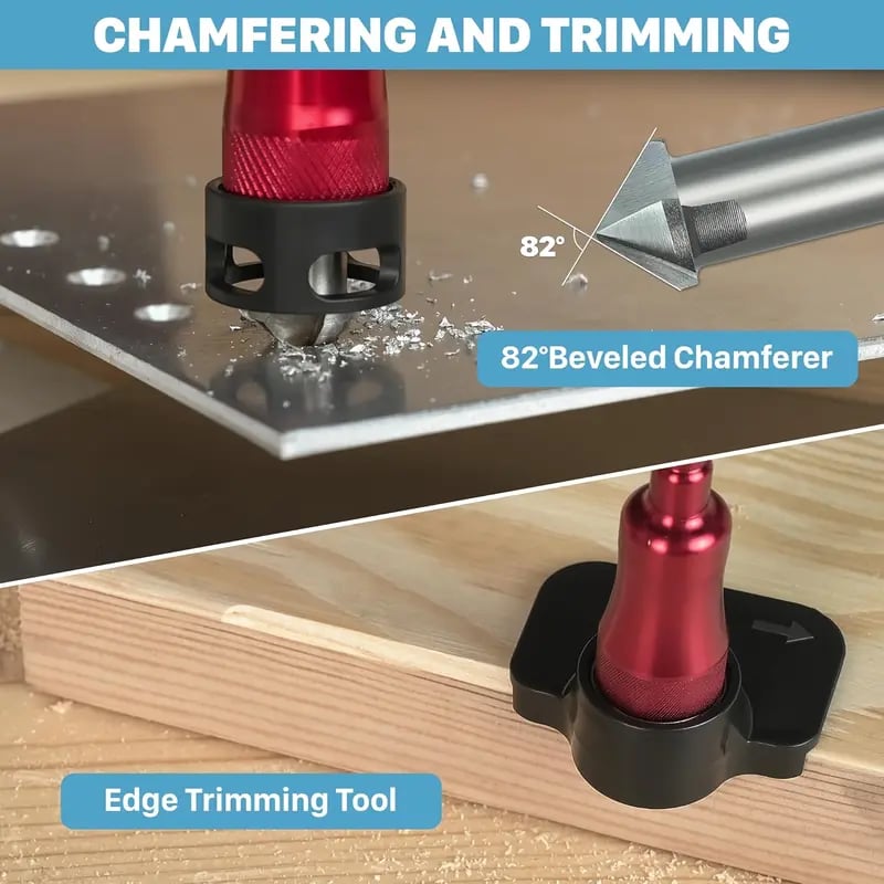 8pcs Countersink Drill Bit Set with Low-Friction Depth Stop, HSS M2 Tapered Drill Bits
