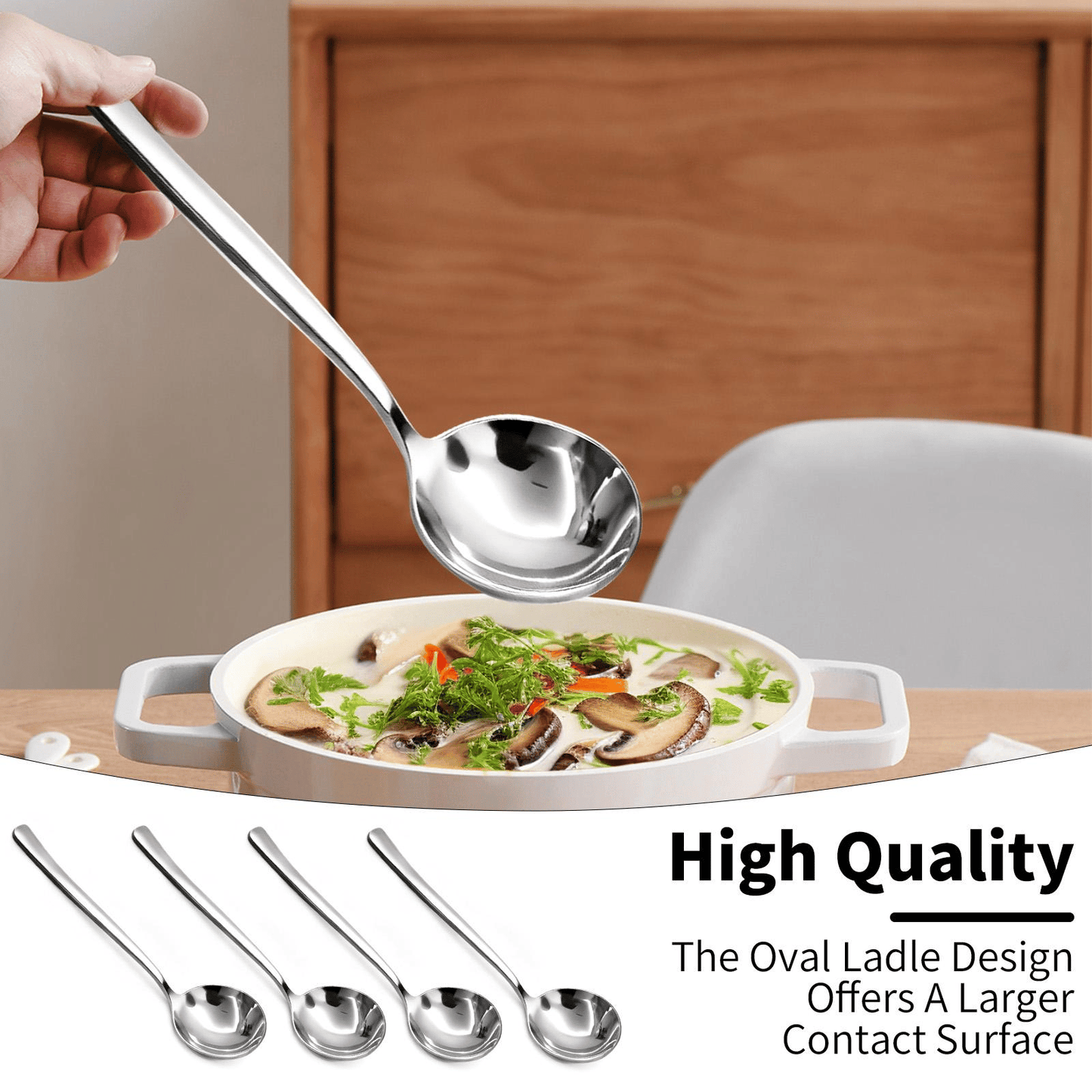 🍲 4/6 PCs Stainless Steel Soup Spoon Set