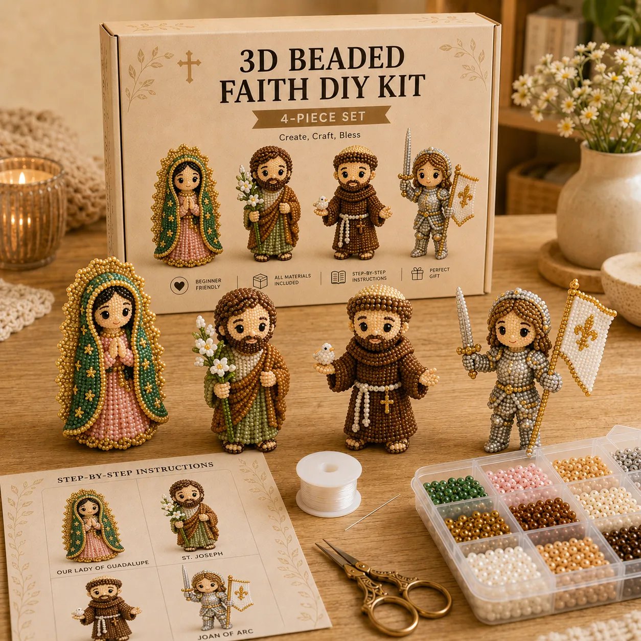 Tiny 3D Beaded Faith & Angel DIY Kit✨🕊️