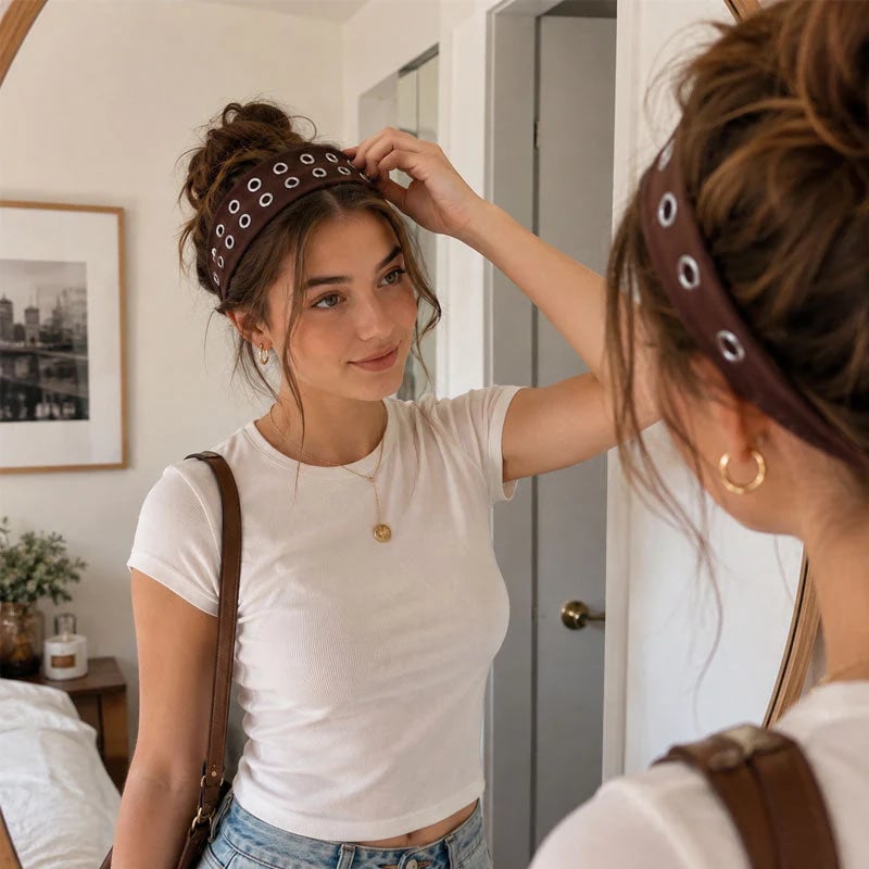 🖤 Punk Rivet Fashion Headband ⚡