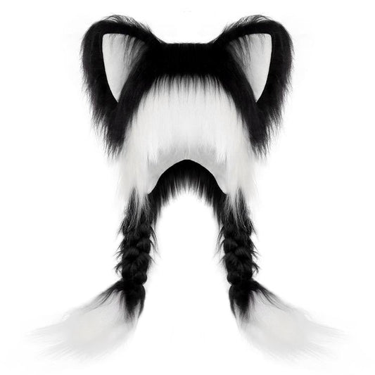 🔥Soft Furry Animal Ear Hat with Braids