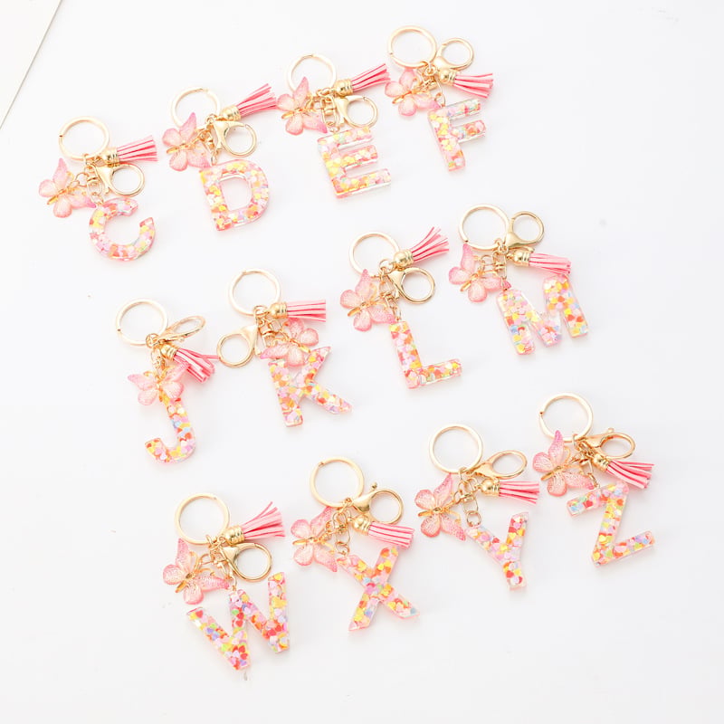 🔥Butterfly Letter Keychain Tassel Design Vibrant Durable Lightweight Gift(2 pcs)