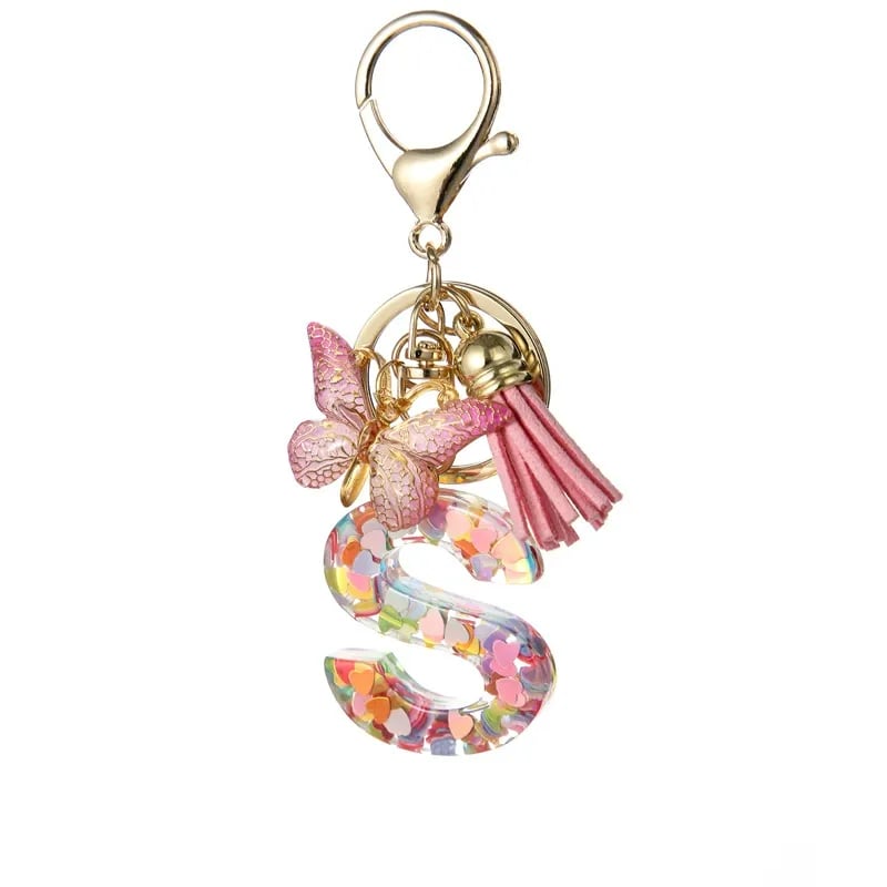 🔥Butterfly Letter Keychain Tassel Design Vibrant Durable Lightweight Gift(2 pcs)