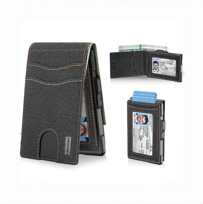 ⚡Hot Sales 49% OFF🔥Pop-Up Aluminum Wallet for Men – RFID Blocking, Slim Leather Front Pocket, Cash Slot & ID Window, Gift Box Included