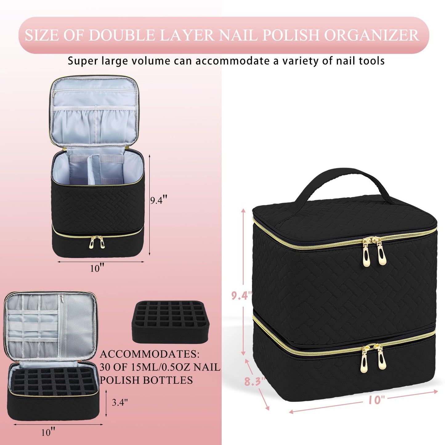 Double Layer Nail Polish Organizer Case