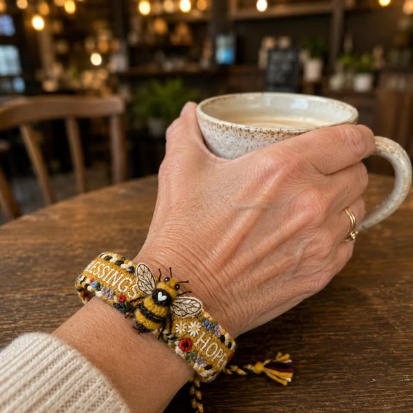 💙Handmade Bird/Bees Embroidered Bracelet Collection