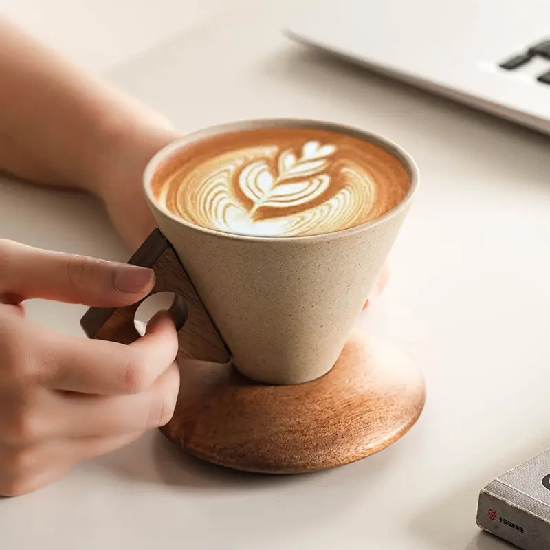 Wabisabi Conical 8.45 oz/245 ml Coffee Cup, Beverage Drinkware with Handle Porcelain Mug for Coffee & Tea