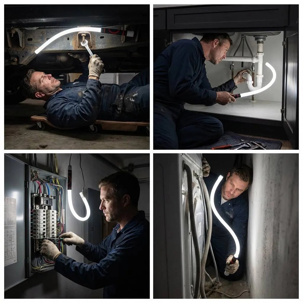 🔥Bendable Flexible LED Work Light💡: Your Professional Light for Narrow Spaces 🛠️