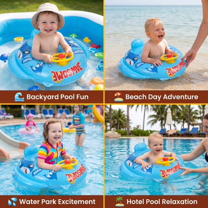 Baby Shark Pool Float with Steering Wheel for Toddlers