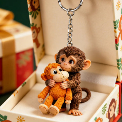 🐵 3D Viral Punch Monkey Keychain 💕- Emotional Gift for Animal Lovers, Family, Friends, Loved Ones🎁