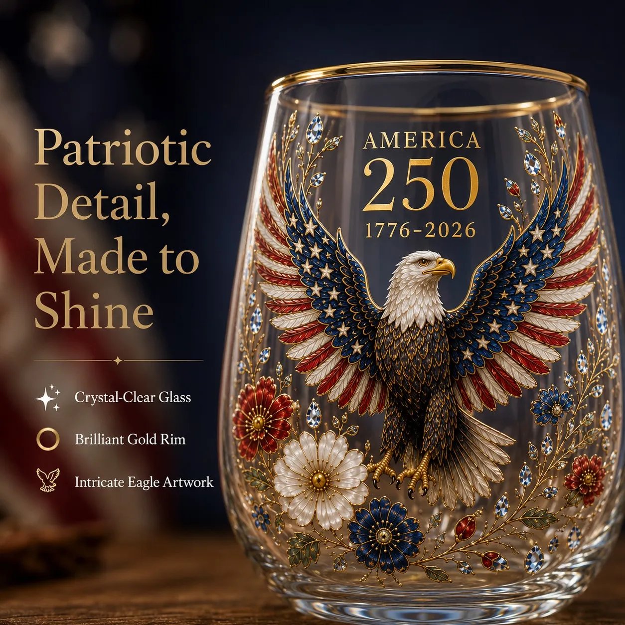 🔥HOT SALE 48% OFF - 🦅 America 250 Eagle Glass Tumbler 🇺🇸 🥂