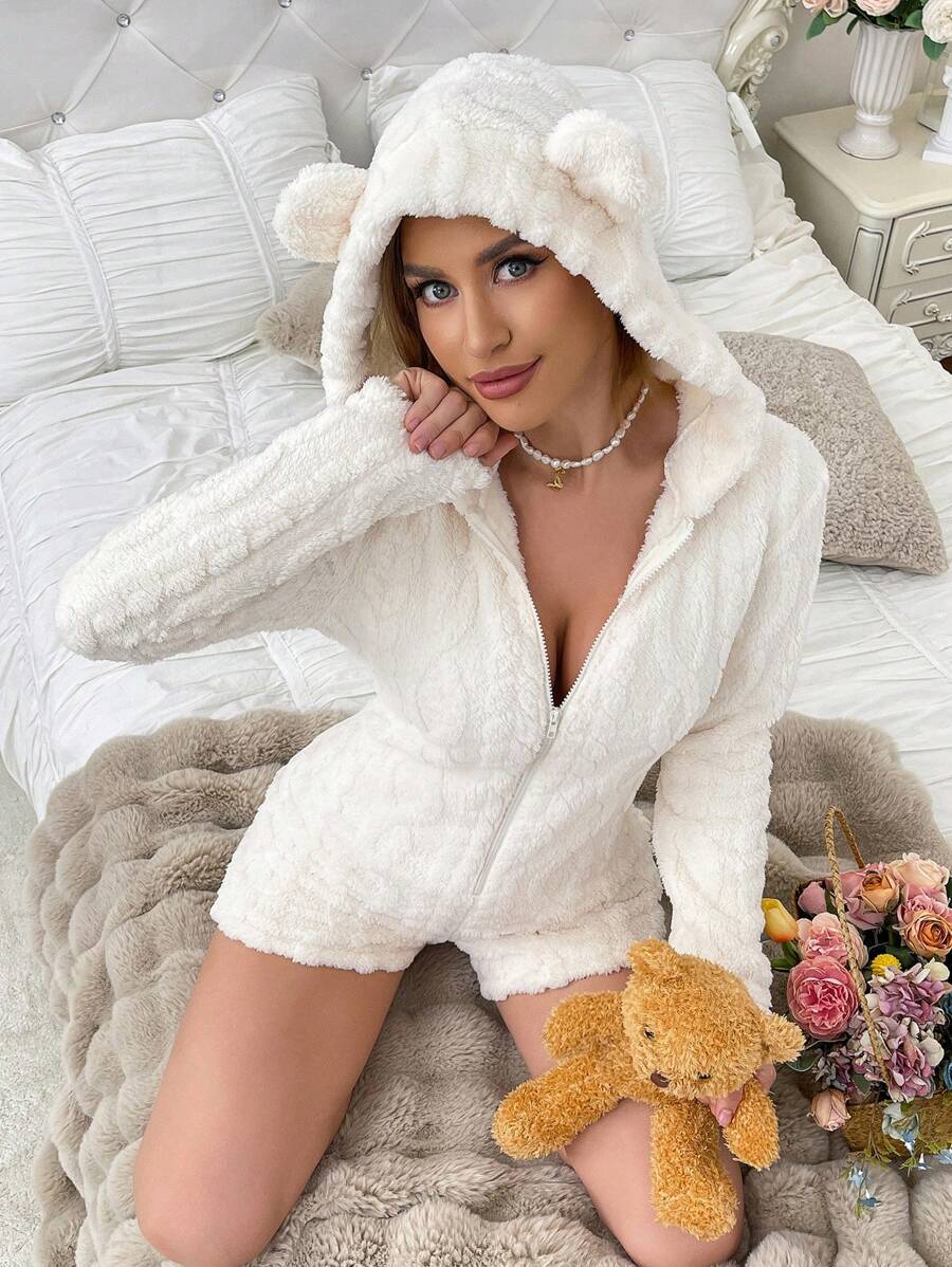 🧸Women's Cute Teddy Bear Embroidered Hooded Fleece Sweatshirt