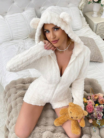 🧸Women's Cute Teddy Bear Embroidered Hooded Fleece Sweatshirt
